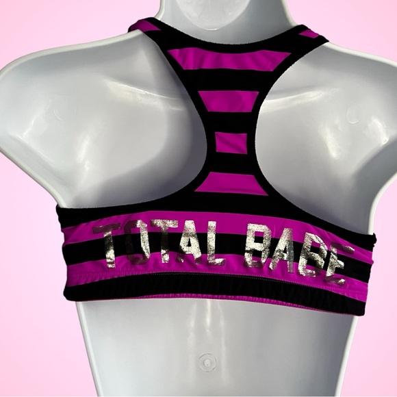 Victoria's Secret PINK Yoga Striped "Total Babe" Sports Bra - Size Large - Picture 3 of 8